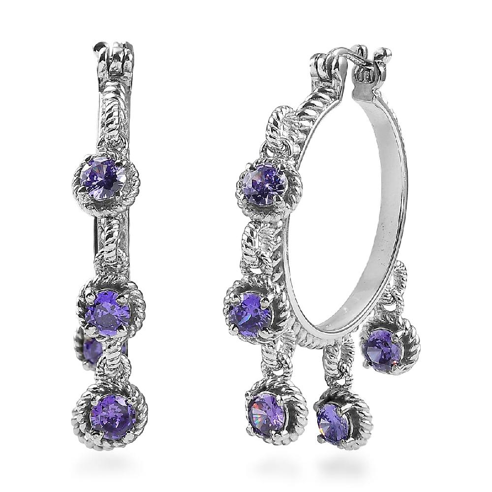 shop lc EverTrue Blue Simulated Diamond Hoop Earrings in Stainless Steel 7.75 ctw