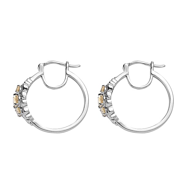 Shop Lc EverTrue Brazilian Citrine 1.40 Ctw Hoop Earrings In Stainless Steel