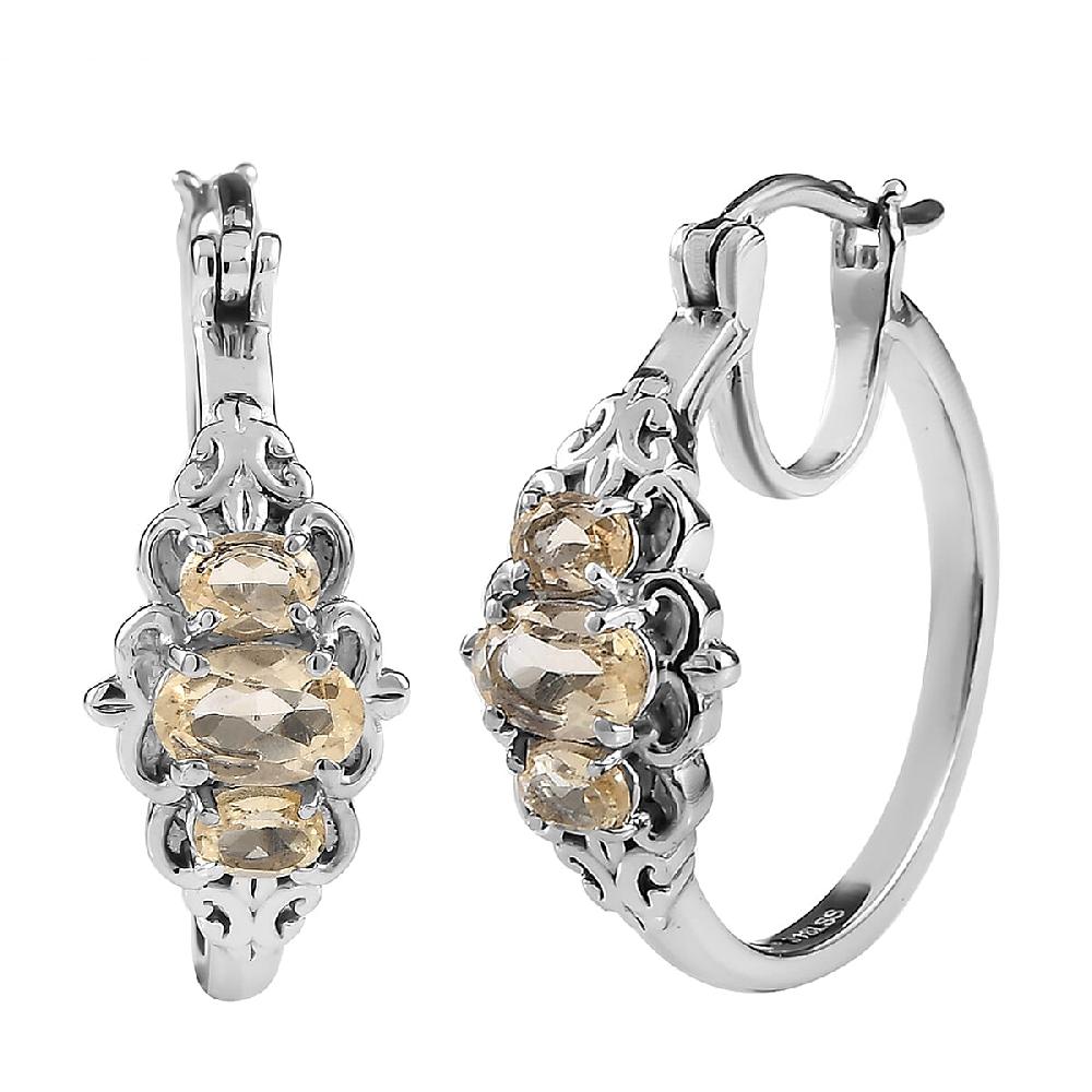 shop lc EverTrue Brazilian Citrine 1.40 ctw Hoop Earrings in Stainless Steel