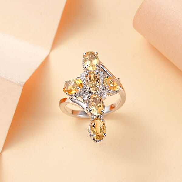 Shop Lc EverTrue Brazilian Citrine 2.50 Ctw Ring In Platinum Bond