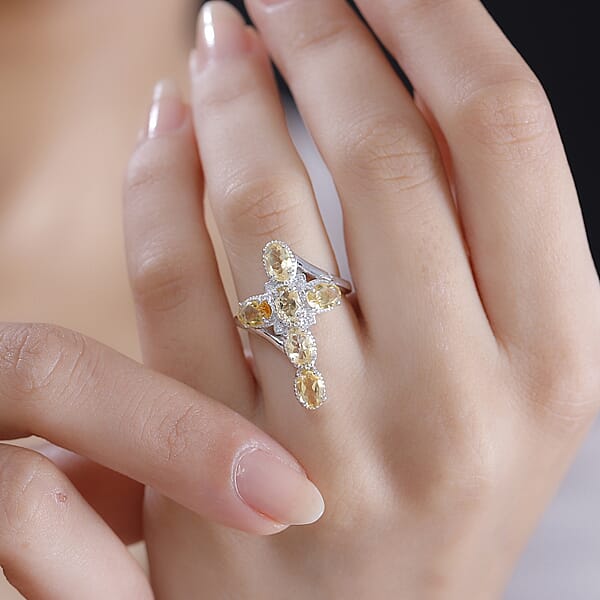 Shop Lc EverTrue Brazilian Citrine 2.50 Ctw Ring In Platinum Bond