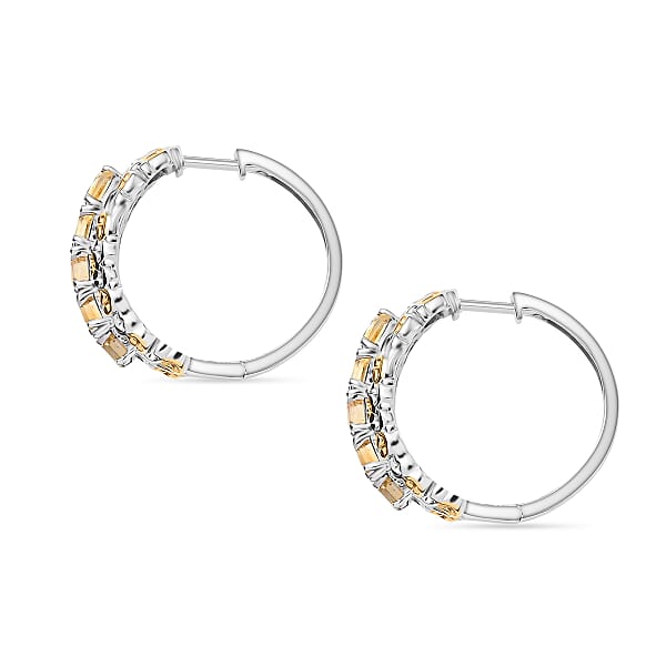 Shop Lc EverTrue Brazilian Citrine 3.70 Ctw Art Nouveau Hoop Earrings In 18K YG Plated And Platinum Bond