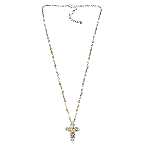 Shop Lc EverTrue Brazilian Citrine 7.20 Ctw Cross Necklace In Platinum Bond 18 Inches