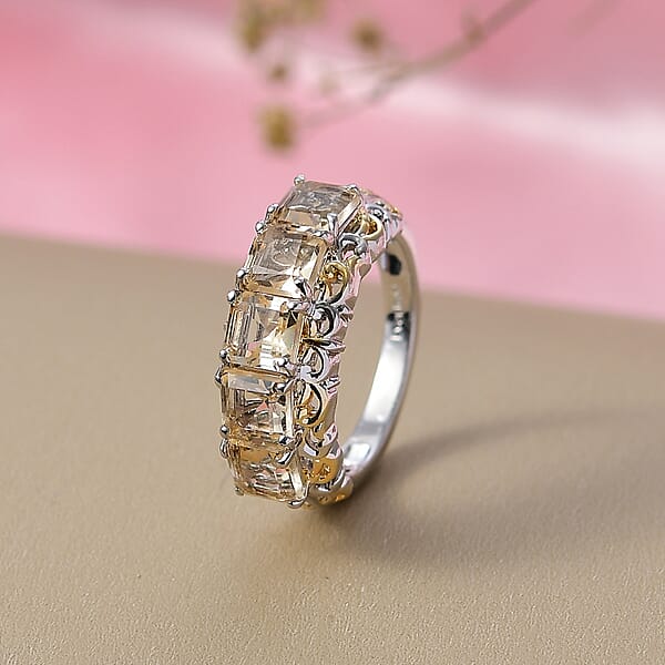 Shop Lc EverTrue Brazilian Citrine Ring In 18K YG Plated And Platinum Bond 3.30 Ctw