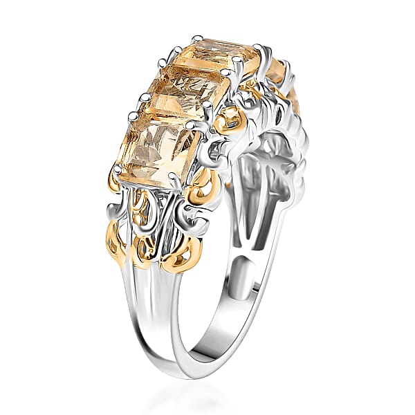 Shop Lc EverTrue Brazilian Citrine Ring In 18K YG Plated And Platinum Bond 3.30 Ctw
