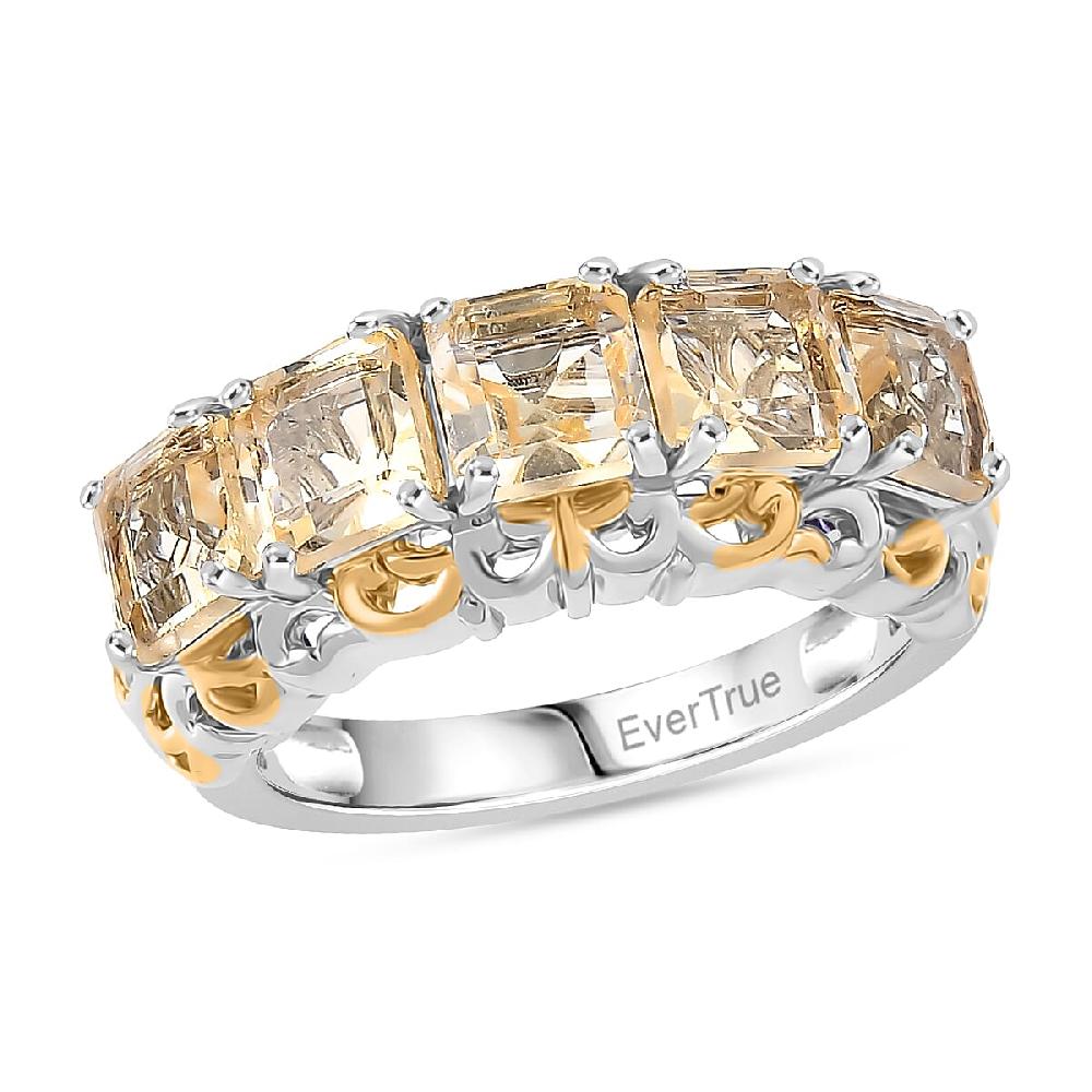 shop lc EverTrue Brazilian Citrine Ring in 18K YG Plated and Platinum Bond 3.30 ctw