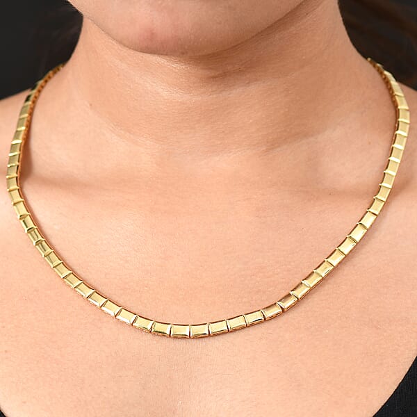 Shop Lc EverTrue Bronzella Collection Bar Link Chain Necklace In 18K YG Plated Bronze 18 Inches
