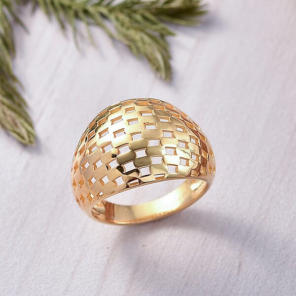 Shop Lc EverTrue Bronzella Collection Beaded Woven Dome Band Ring In 18K YG Plated Bronze