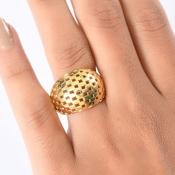 Shop Lc EverTrue Bronzella Collection Beaded Woven Dome Band Ring In 18K YG Plated Bronze