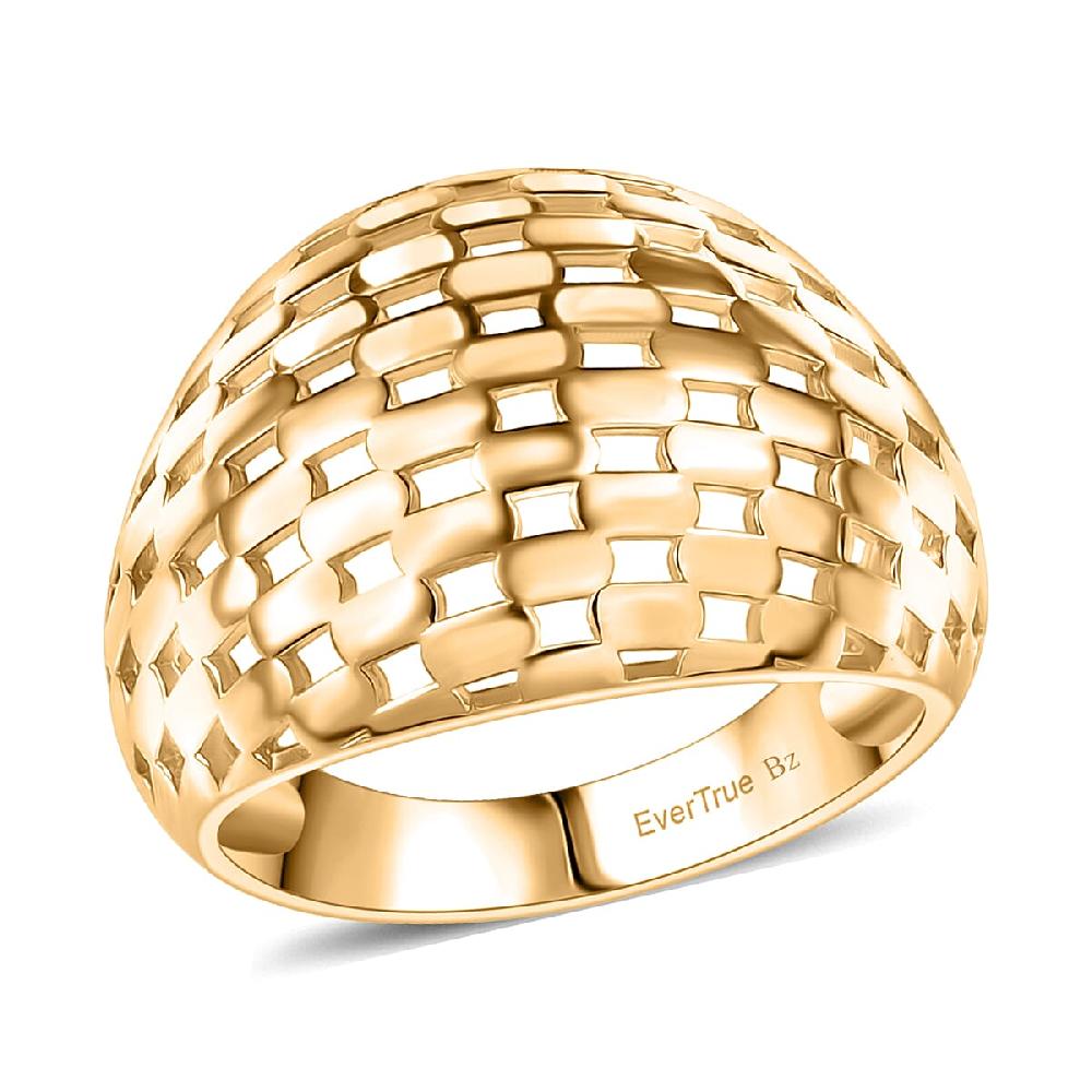 shop lc EverTrue Bronzella Collection Beaded Woven Dome Band Ring in 18K YG Plated Bronze