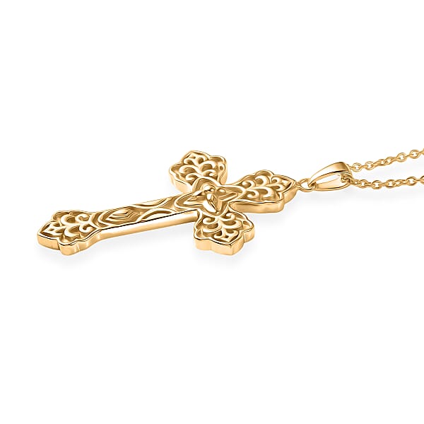 Shop Lc EverTrue Bronzella Collection Cross Pendant In 18K YG Plated Bronze With ION Plated YG Stainless Steel Necklace 20 Inches