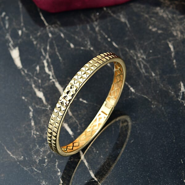 Shop Lc EverTrue Bronzella Collection Diamond-cut Bangle Bracelet In 18K YG Plated Bronze (7.25 In)