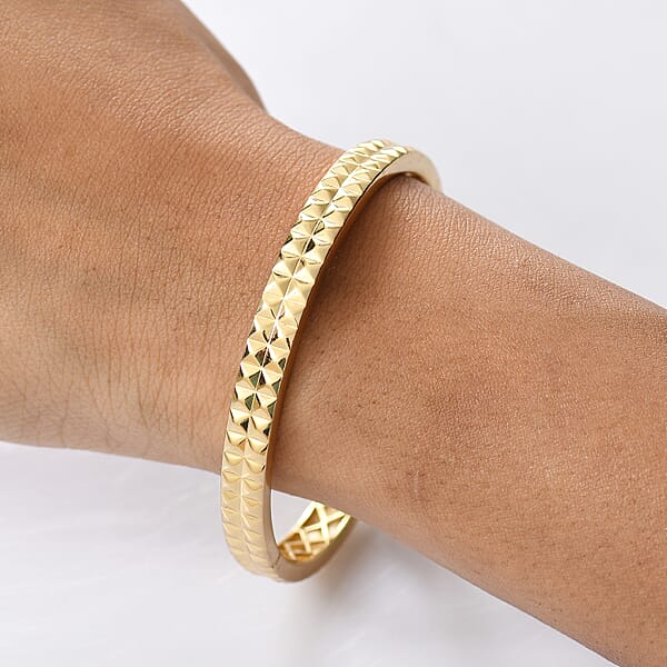 Shop Lc EverTrue Bronzella Collection Diamond-cut Bangle Bracelet In 18K YG Plated Bronze (7.25 In)