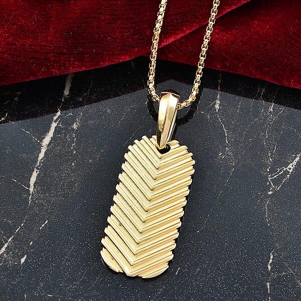 Shop Lc EverTrue Bronzella Collection Dog Tag Pendant In 18K YG Plated Bronze With ION Plated YG Stainless Steel Necklace 24 Inches