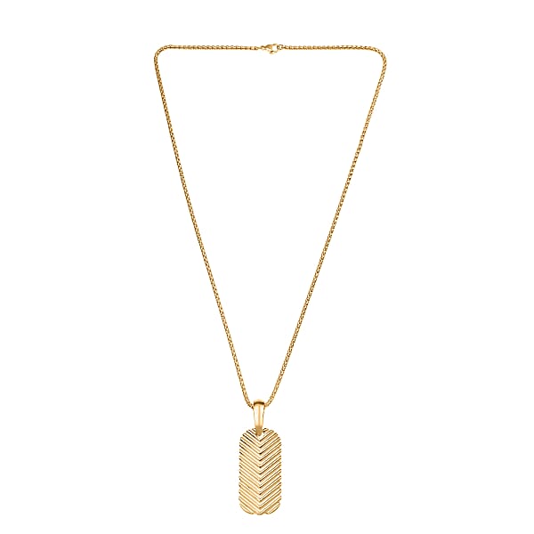 Shop Lc EverTrue Bronzella Collection Dog Tag Pendant In 18K YG Plated Bronze With ION Plated YG Stainless Steel Necklace 24 Inches