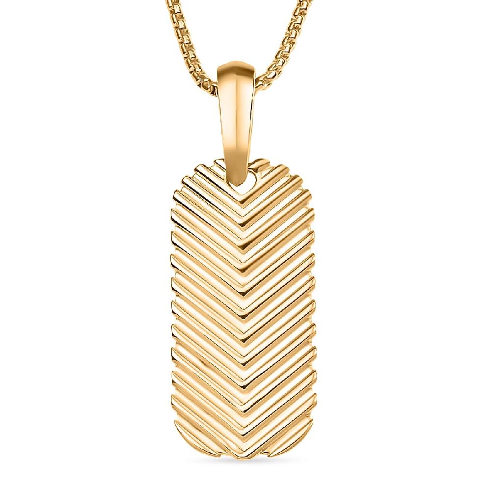 shop lc EverTrue Bronzella Collection Dog Tag Pendant in 18K YG Plated Bronze with ION Plated YG Stainless Steel Necklace 24 Inches