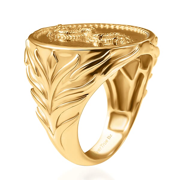 Shop Lc EverTrue Bronzella Collection Dragon Men's Ring In 18K Yellow Gold Plated Bronze