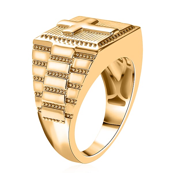 Shop Lc EverTrue Bronzella Collection Faith Line Men's Ring In 18K YG Plated Bronze