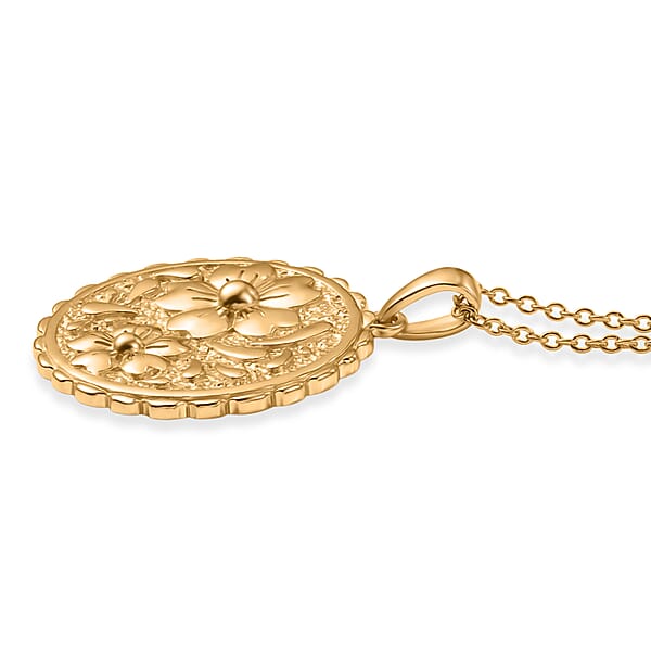Shop Lc EverTrue Bronzella Collection Floral Pendant In 18K YG Plated Bronze With ION Plated YG Stainless Steel Necklace 20 Inches