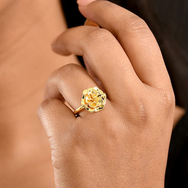 Shop Lc EverTrue Bronzella Collection Floral Ring In 18K YG Plated Bronze
