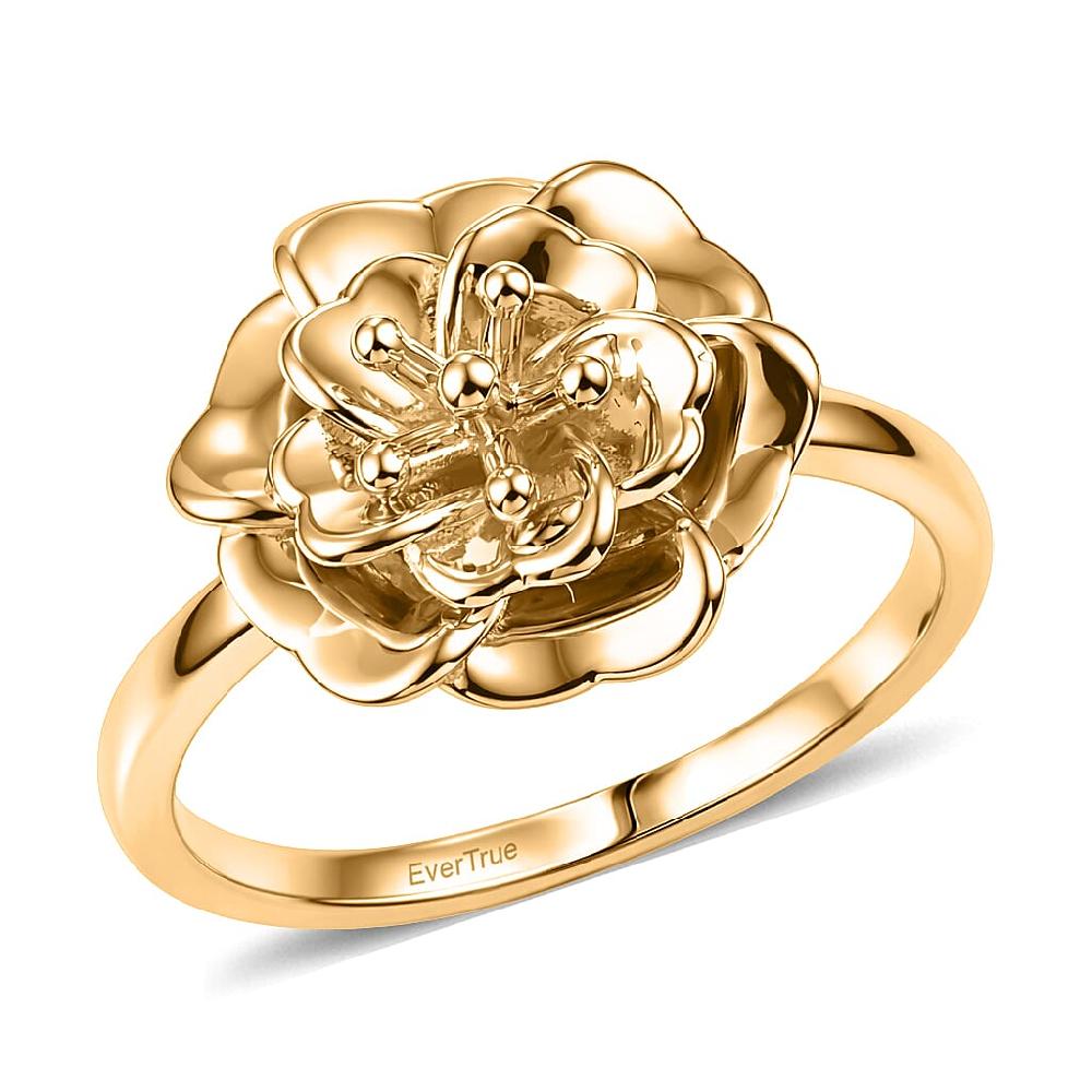 shop lc EverTrue Bronzella Collection Floral Ring in 18K YG Plated Bronze