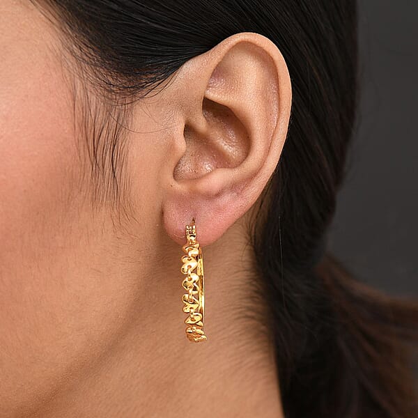 Shop Lc EverTrue Bronzella Collection Heart Hoop Earrings In 18K YG Plated Bronze