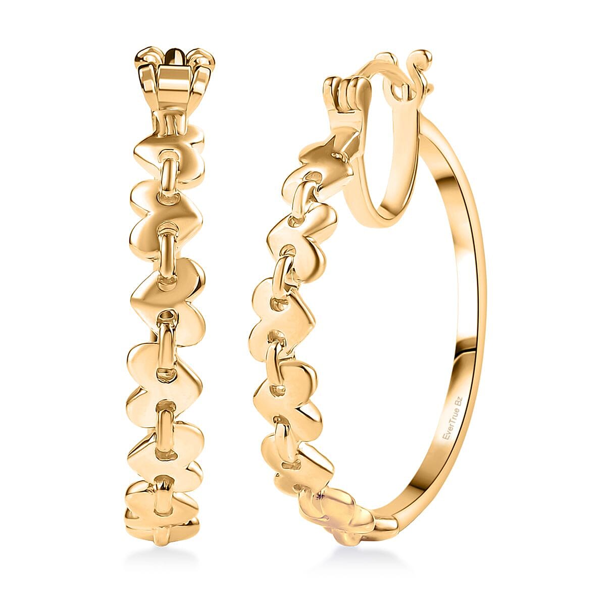 shop lc EverTrue Bronzella Collection Heart Hoop Earrings in 18K YG Plated Bronze