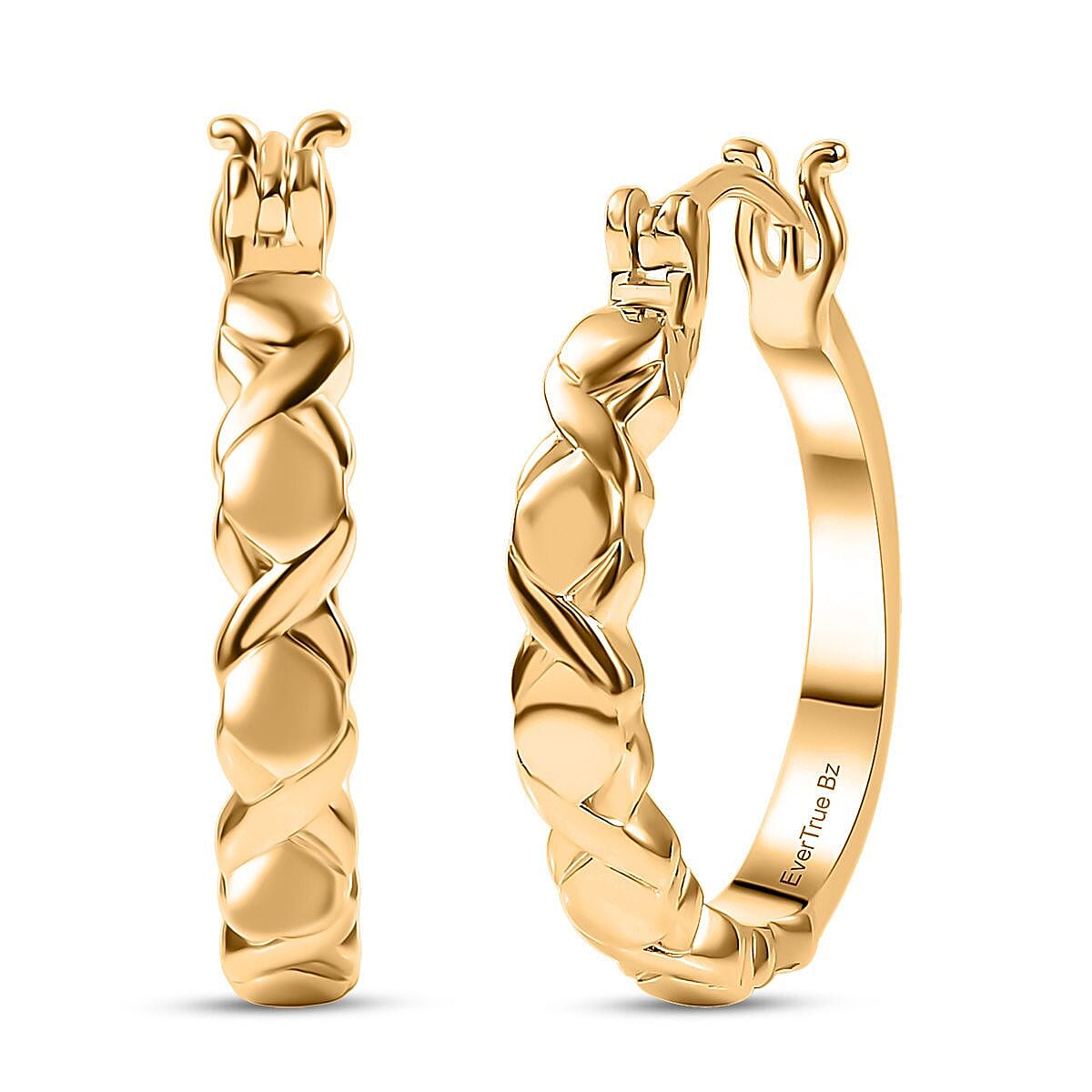 shop lc EverTrue Bronzella Collection Helix Hoop Earrings in 18K YG Plated Bronze