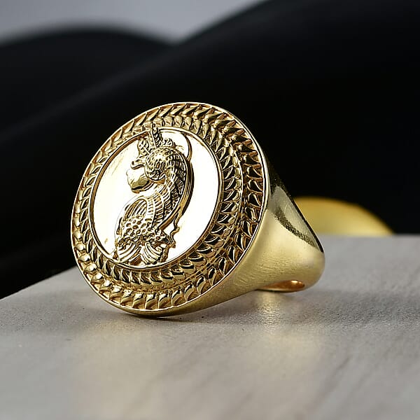 Shop Lc EverTrue Bronzella Collection Italian Republic Coin Men's Ring In 18K YG Plated Bronze