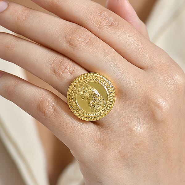 Shop Lc EverTrue Bronzella Collection Italian Republic Coin Men's Ring In 18K YG Plated Bronze