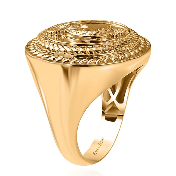 Shop Lc EverTrue Bronzella Collection Italian Republic Coin Men's Ring In 18K YG Plated Bronze