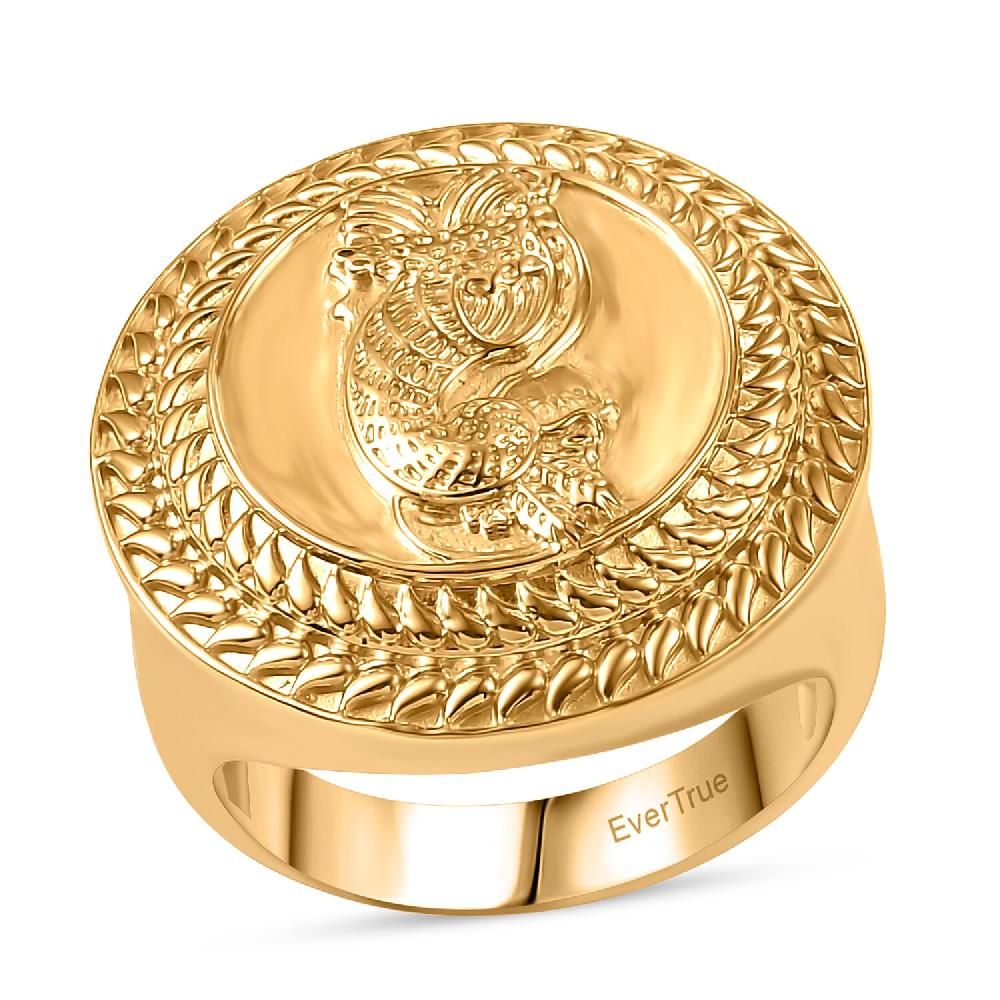 shop lc EverTrue Bronzella Collection Italian Republic Coin Men's Ring in 18K YG Plated Bronze