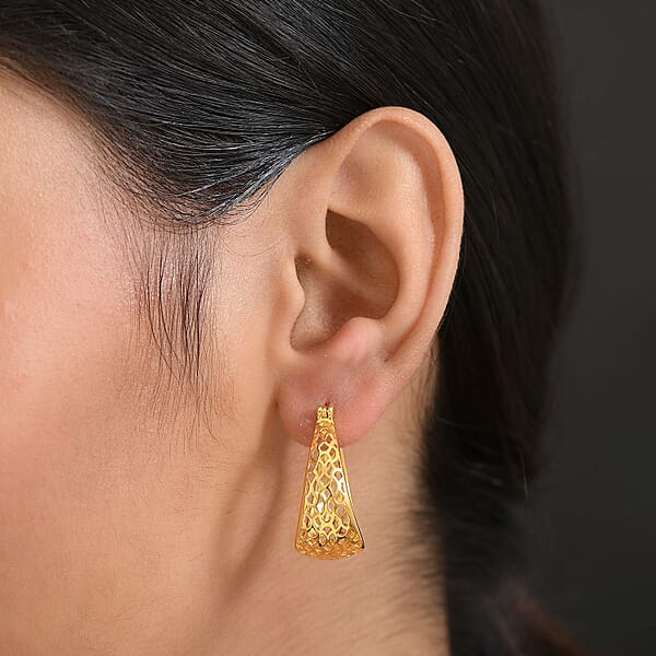 Shop Lc EverTrue Bronzella Collection Lattice Hoop Earrings In 18K YG Plated Bronze
