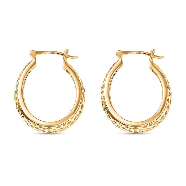 Shop Lc EverTrue Bronzella Collection Lattice Hoop Earrings In 18K YG Plated Bronze
