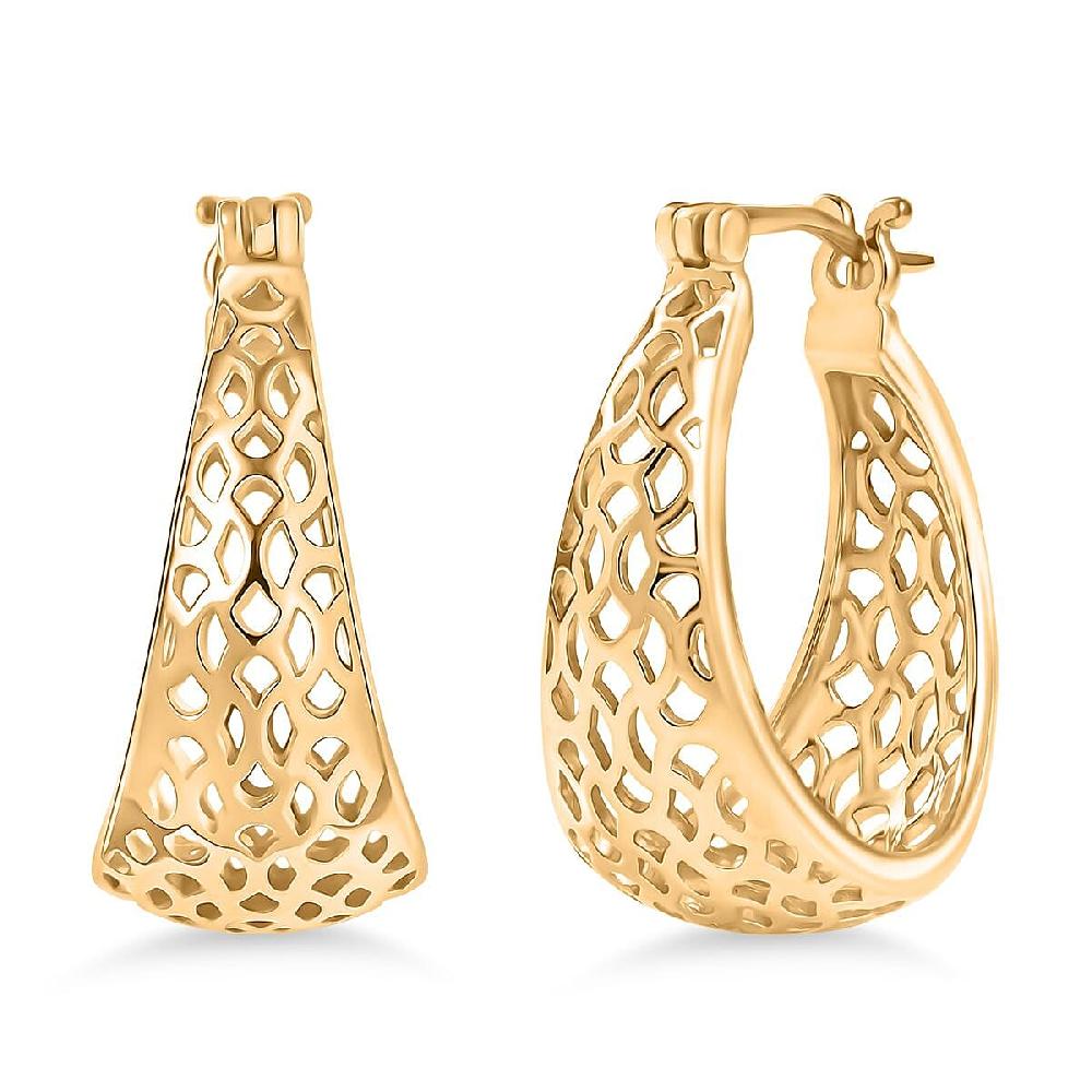 shop lc EverTrue Bronzella Collection Lattice Hoop Earrings in 18K YG Plated Bronze