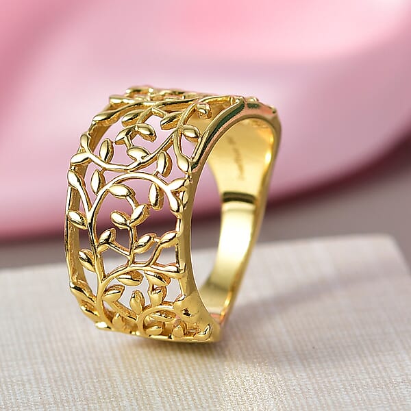 Shop Lc EverTrue Bronzella Collection Leaf Whisper Ring In 18K YG Plated Bronze