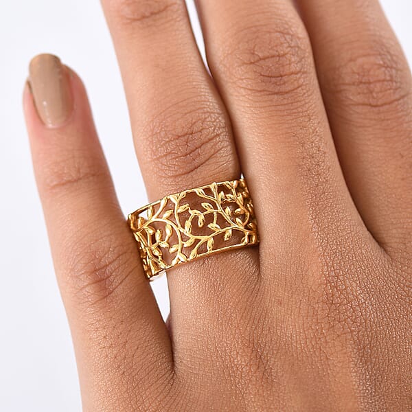 Shop Lc EverTrue Bronzella Collection Leaf Whisper Ring In 18K YG Plated Bronze