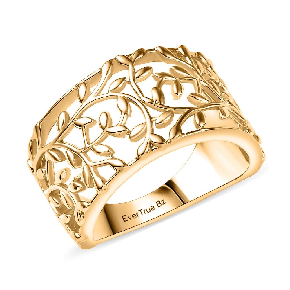 shop lc EverTrue Bronzella Collection Leaf Whisper Ring in 18K YG Plated Bronze
