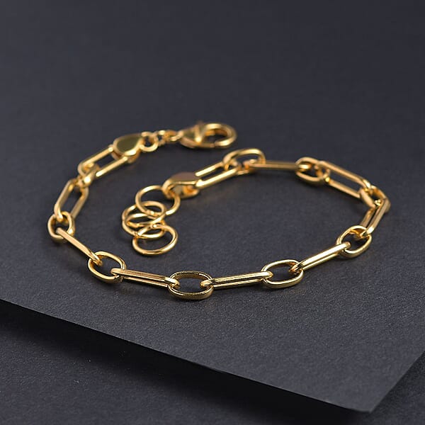 Shop Lc EverTrue Bronzella Collection Paper Clip Chain Bracelet In 18K YG Plated Bronze (7.50 In)