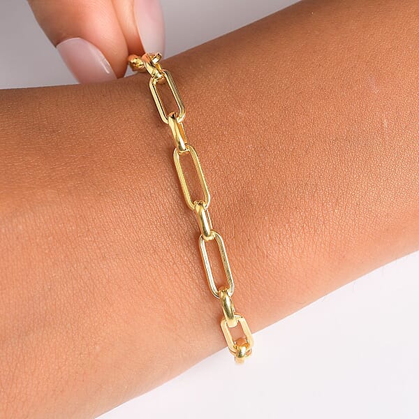Shop Lc EverTrue Bronzella Collection Paper Clip Chain Bracelet In 18K YG Plated Bronze (7.50 In)