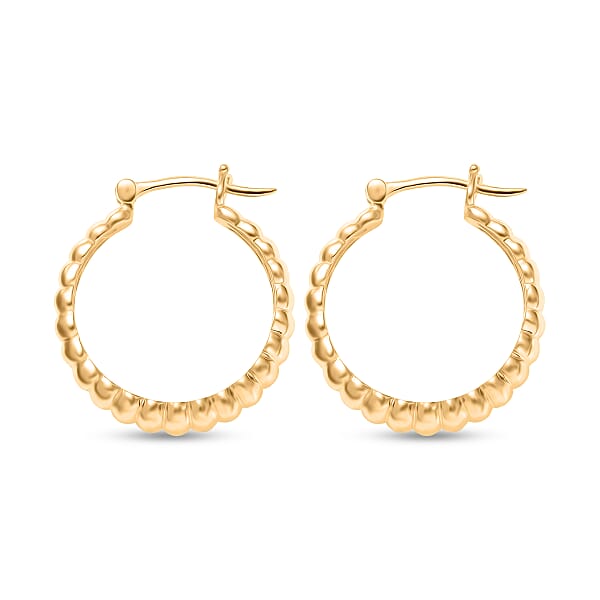 Shop Lc EverTrue Bronzella Collection Ribbed Hoop Earrings In 18K Yellow Gold Plated Bronze