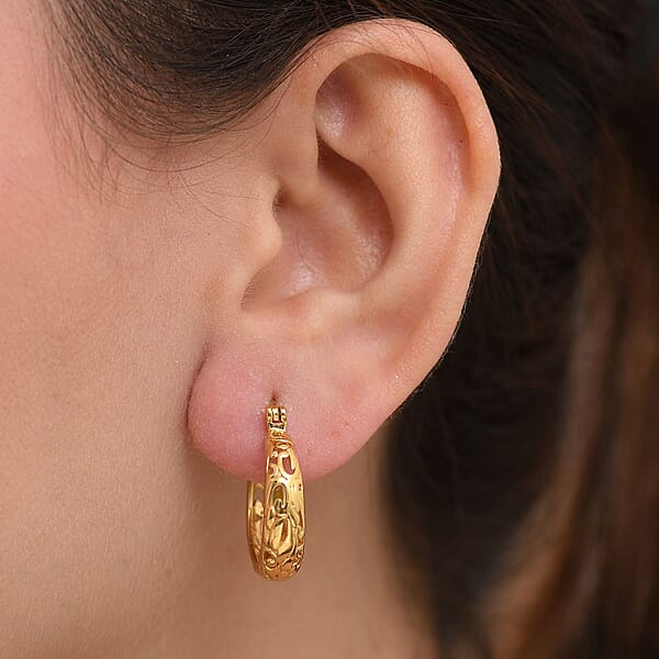 Shop Lc EverTrue Bronzella Collection Scrollwork Hoop Earrings In 18K YG Plated Bronze