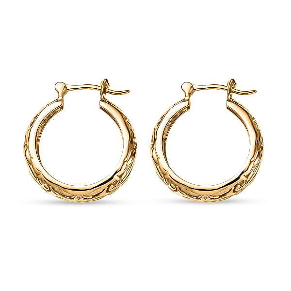 Shop Lc EverTrue Bronzella Collection Scrollwork Hoop Earrings In 18K YG Plated Bronze