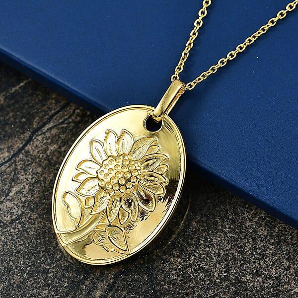 Shop Lc EverTrue Bronzella Collection Sunflower Pendant Necklace In 18K YG Plated Bronze (20 Inches)