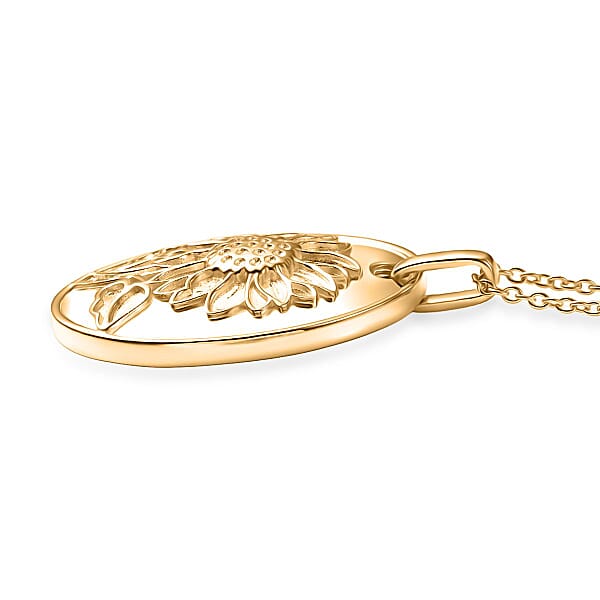 Shop Lc EverTrue Bronzella Collection Sunflower Pendant Necklace In 18K YG Plated Bronze (20 Inches)
