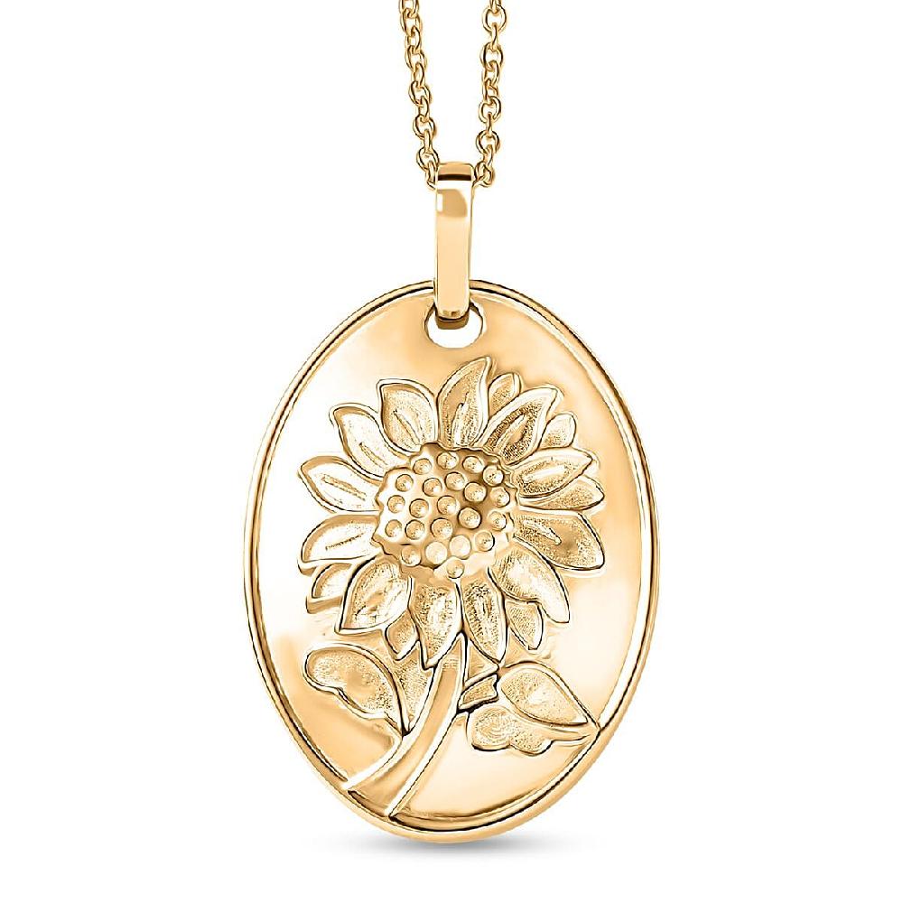 shop lc EverTrue Bronzella Collection Sunflower Pendant Necklace in 18K YG Plated Bronze (20 Inches)