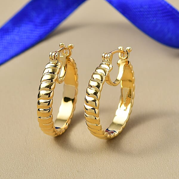 Shop Lc EverTrue Bronzella Collection Twisted Rope Hoop Earrings 18K YG Plated Bronze
