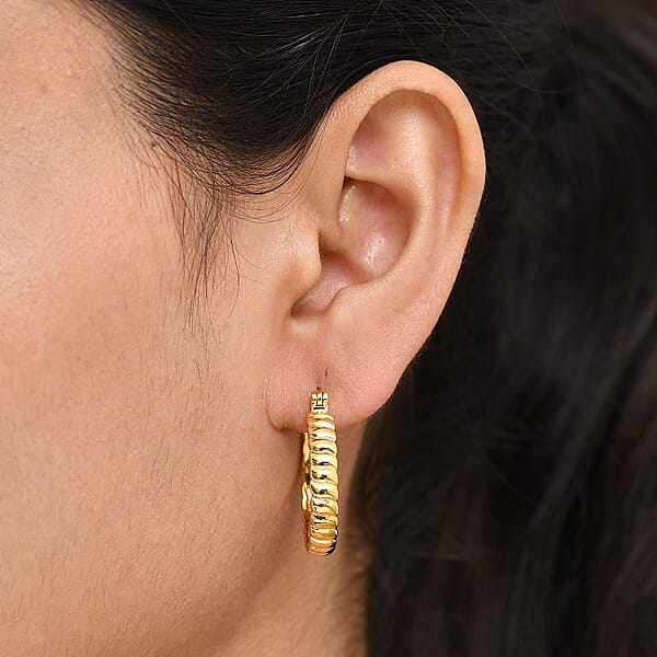 Shop Lc EverTrue Bronzella Collection Twisted Rope Hoop Earrings 18K YG Plated Bronze