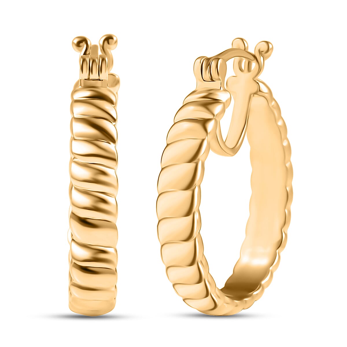 shop lc EverTrue Bronzella Collection Twisted Rope Hoop Earrings 18K YG Plated Bronze