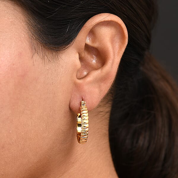 Shop Lc EverTrue Bronzella Collection Wave Link Hoop Earrings In 18K YG Plated Bronze